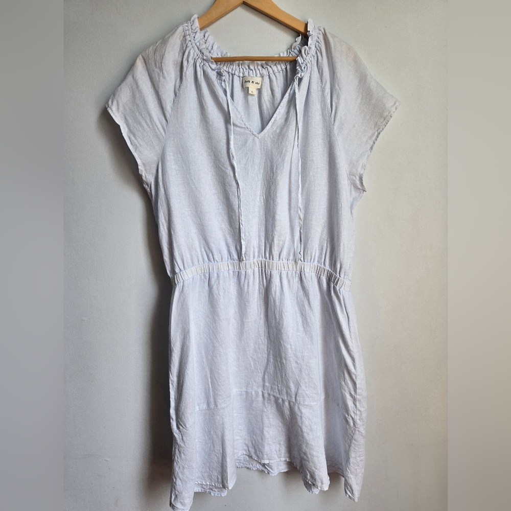 CLOTH & STONE Light Blue Lining Short Sleeve Dress